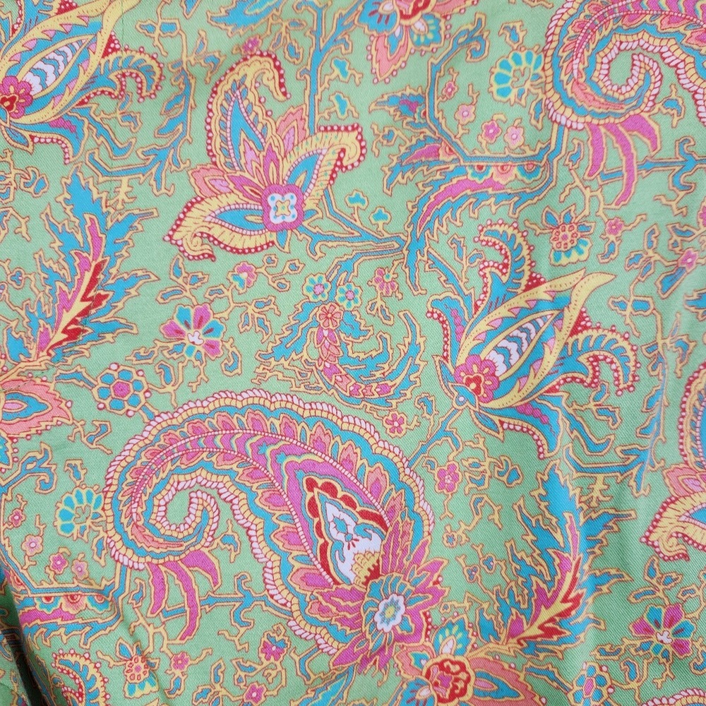 Lauren Ralph Lauren Women's Pink Green Paisley Floral Print Pants Size 8 Ankle - Picture 3 of 9